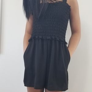Black Romper with Tie Straps